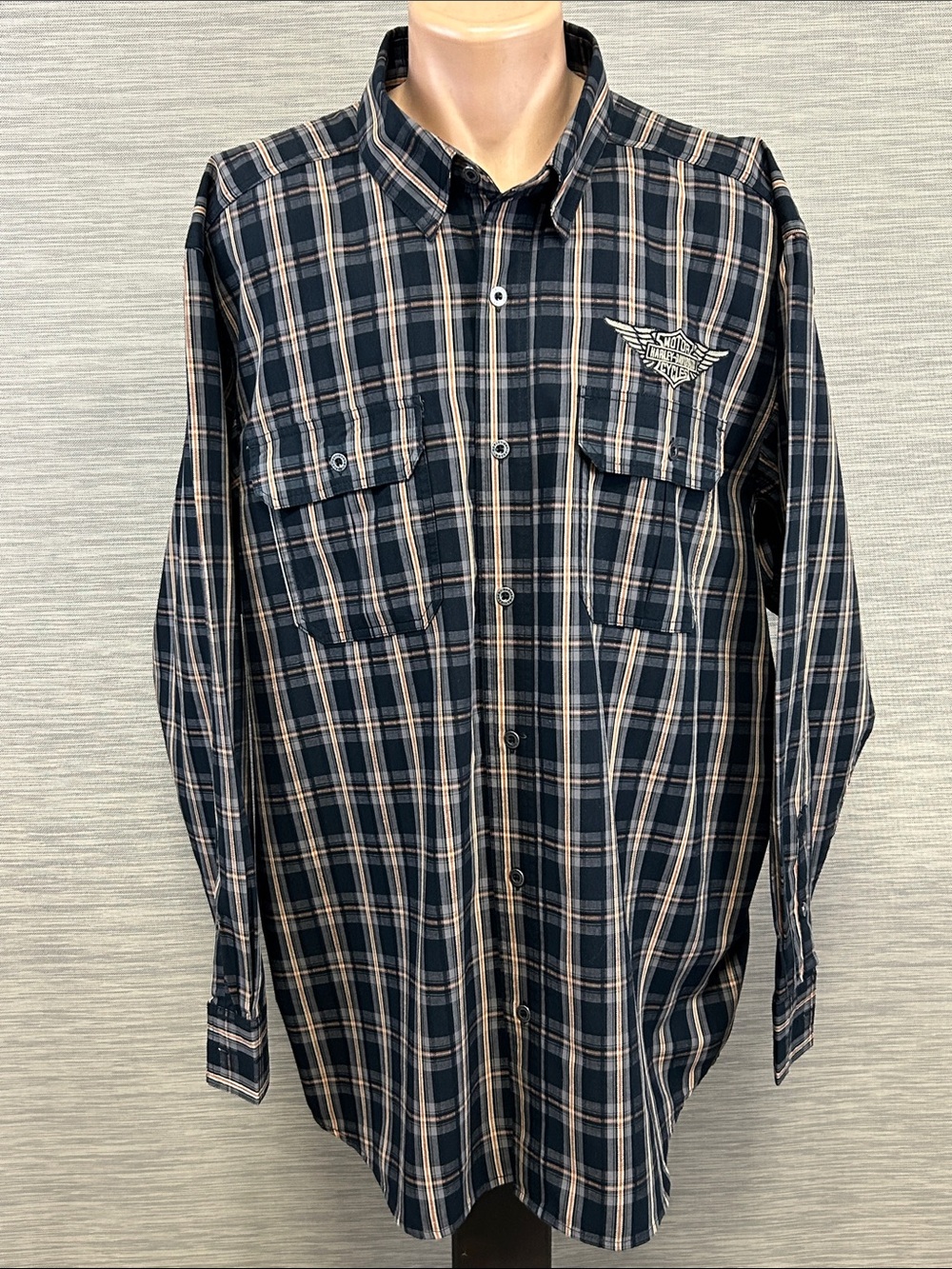 Harley-Davidson Long Sleeve Plaid Button-Down Shirt with Chest Pockets - 3XL